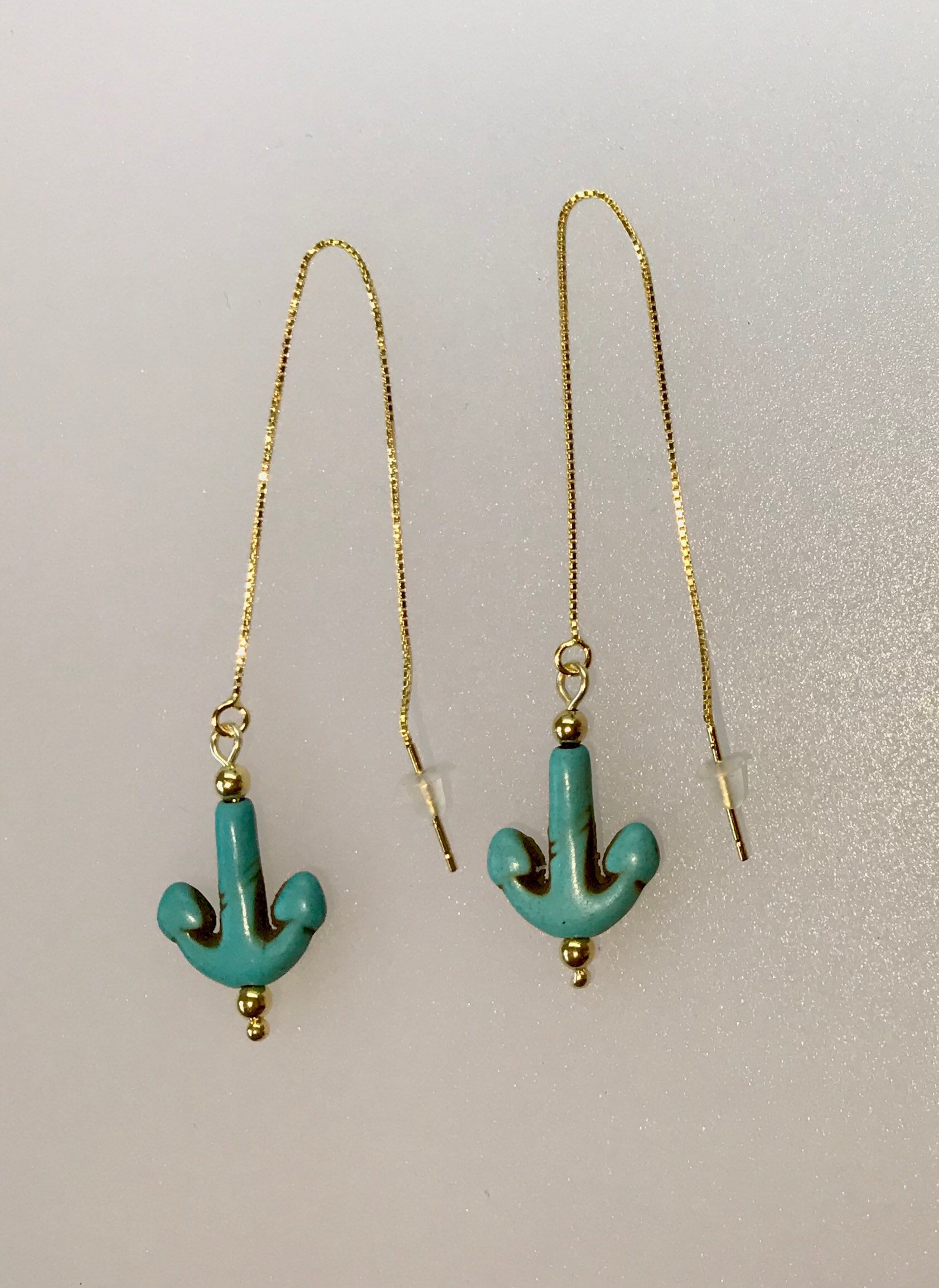 Türkis Anker Auf Vergoldeten Sterling Silber Ohr Einfädler, Blau Ohrringe Türkis Anker Auf Vergoldeten Sterling Silber Ohr Einfädler, Blau Ohrringe von MagellaGB