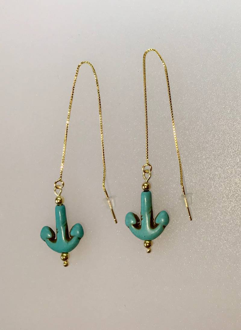 Türkis Anker Auf Vergoldeten Sterling Silber Ohr Einfädler, Blau Ohrringe Türkis Anker Auf Vergoldeten Sterling Silber Ohr Einfädler, Blau Ohrringe von MagellaGB