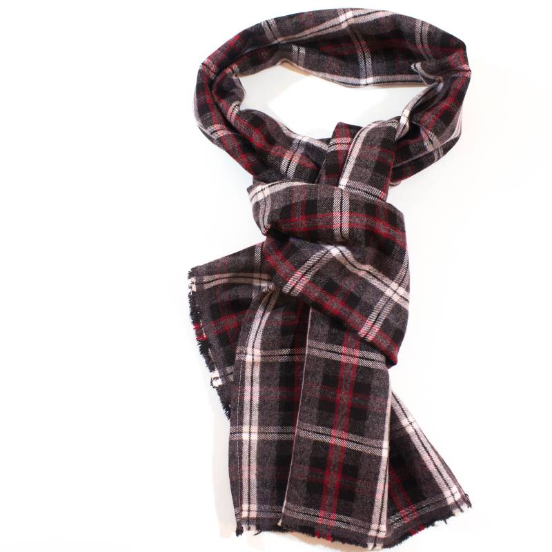 Herren Karo Tartan Schal Handarbeit 100% Wolle Weicher Stoff Grau Kariert Herren Karo Tartan Schal Handarbeit 100% Wolle Weicher Stoff Grau Kariert von MagfilianA