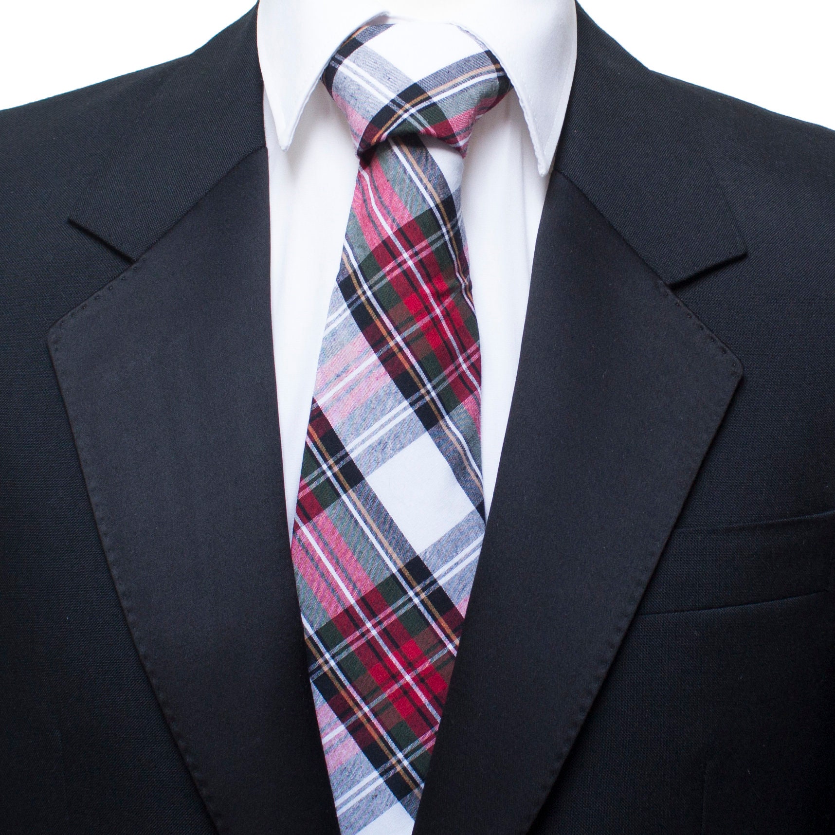 Herren Rot Weiß Tartan Kleid Stewart Krawatte Und Taschen Quadratisch Hanky Formal Neckwear R04 von MagfilianA