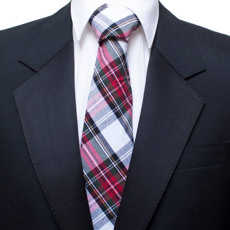 Herren Rot Weiß Tartan Kleid Stewart Krawatte Und Taschen Quadratisch Hanky Formal Neckwear R04 von MagfilianA