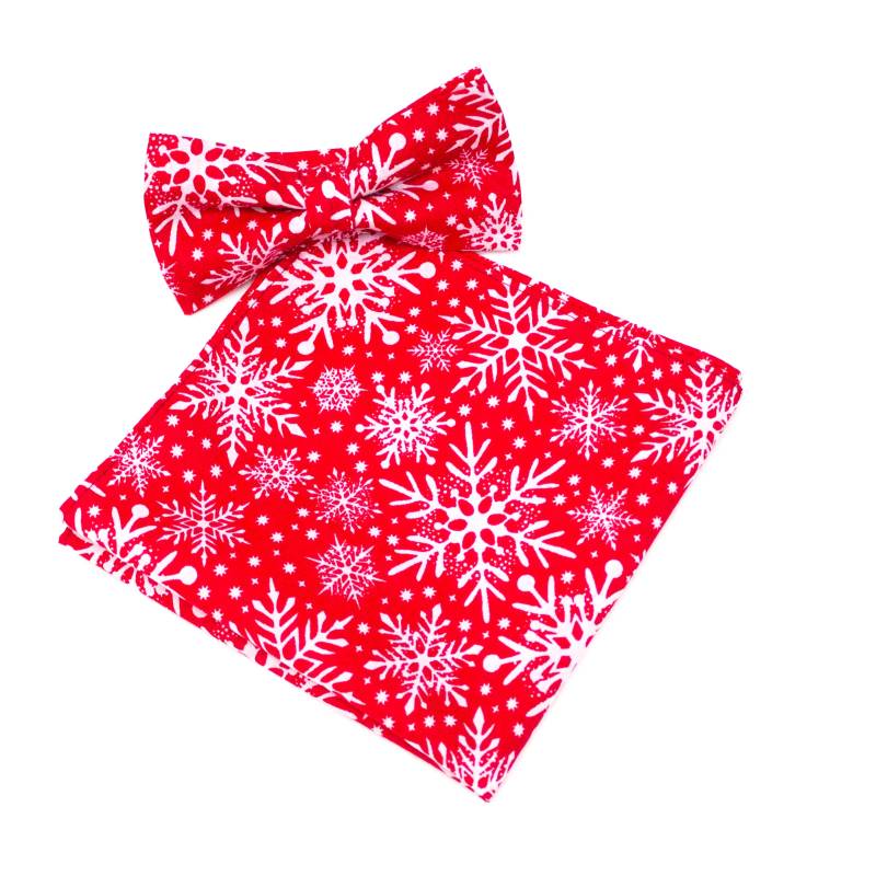 Herren Weihnachten Rote Schneeflocken Hanky & Fliege Pre Tied Formal Neckwear Set von MagfilianA