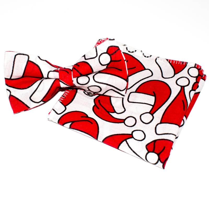 Herren Weihnachten Weihnachtsmann Hüte Fliege Pre Gebundene Krawatte & Einstecktuch Set Ch4 von MagfilianA