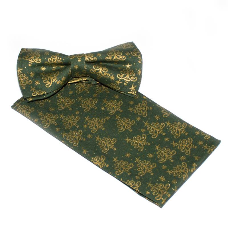 Herren Fliege & Einstecktuch Set, Gold Weihnachtsbaum von MagfilianA