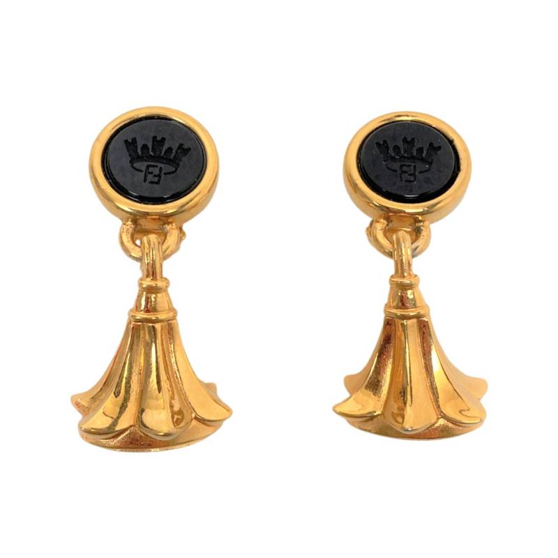 Fendi Intaglio Ohrringe Ff Monogramm Vergoldet Ohrclips von MaggieKarajianDesign