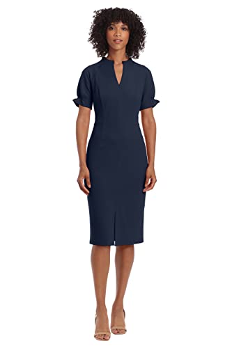 Maggy London Damen Etuikleid mit Kerbkragen, schlankes Design, Büro, Arbeitskleidung, Twilight Navy, 40 von Maggy London