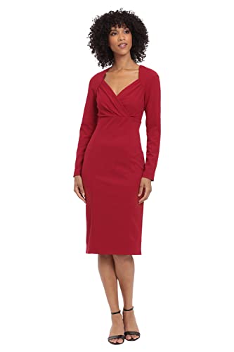 Maggy London Damen Langarm Surplus Miederkleid Anlass Party Event Gast der Hochzeit Kleid, Scarlet Sage, 38 von Maggy London