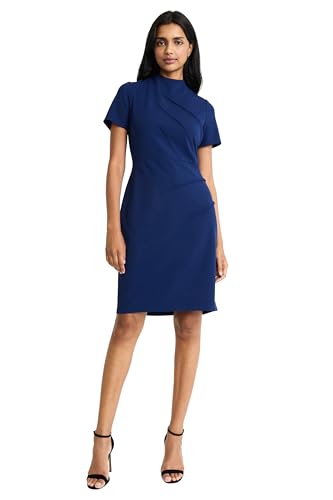 Maggy London Damen Pintuck Detailed Mock Neck Dress Career Office Workwear Occasion Event Guest of Kleider, Beacon Blue, 46 Maggy London Damen Pintuck Detailed Mock Neck Dress Career Office Workwear Occasion Event Guest of Kleider, Beacon Blue, 46 von Maggy London