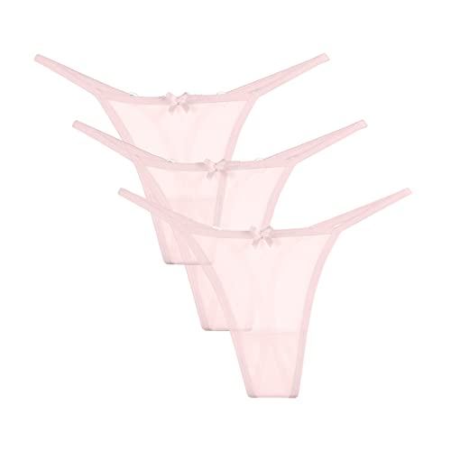 Magi Damen Tanga String aus Transperenter Netzstoff Unterwäsche Made in EU 3er Set (Staubrose, L) von Magi