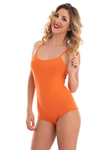 Magi Damenbody | Damen Body mit Spaghettiträger - S M L XL Unterzieh-Body optimale Passform | sportlicher Tanz-Body für Frauen (L, Orange) von Magi