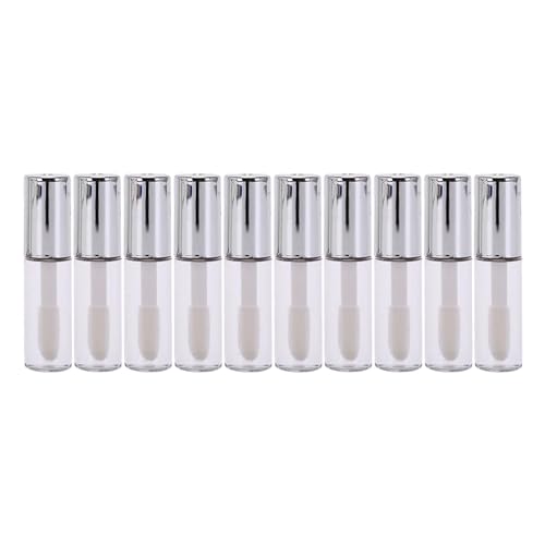 MagiDeal 10x Lipgloss-Flaschen, Lippenöl-Flaschen, leere DIY-Kosmetikbehälter, Mini-Lipgloss-Behälter, Lippenbalsam-Tuben für Frauen und Mädchen, Silber von MagiDeal