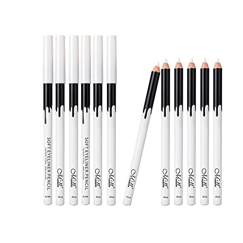12pcs Set White Pencil wasserabweisender Weiß präziser Lidstrich, Makeup Stift von MagiDeal
