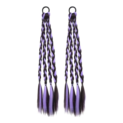 MagiDeal 2 Stück Braids Extension Haarverlängerung Vielseitig Bequem Weich Geflochtene Haarteile DIY für Styling Festival Mädchen Frauen, Violett von MagiDeal
