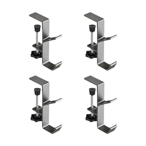 MagiDeal 4 Stück Taschenhalter zur Schreibtischmontage, Haken für Schreibtischtaschen, Aufbewahrung aus Aluminiumlegierung, Kopfhörerhalter zur Klemme am, Silber von MagiDeal