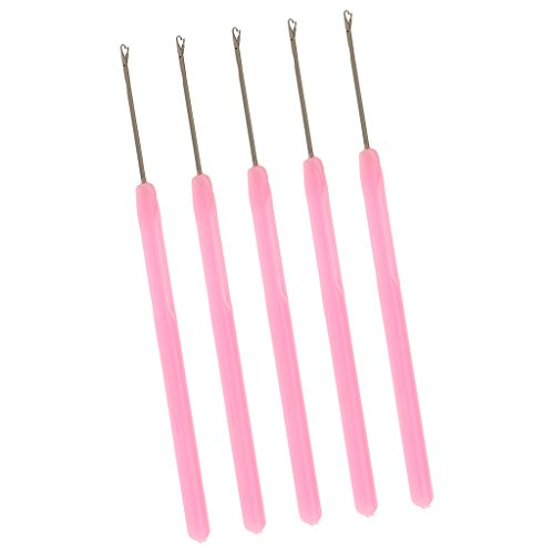 MagiDeal 5 Haarverlängerung Haken Nadeln Set für Hair Extensions Microring Echthaar Strähnchen Häkelnadel, Rosa von MagiDeal