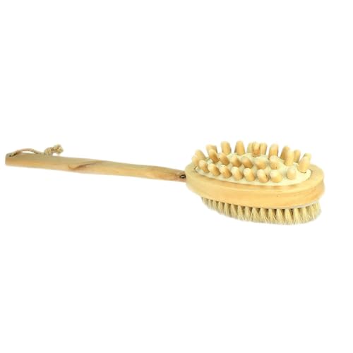 MagiDeal Duschbürste Saunazubehör Herren Damen Holz Bequeme Weiche Borsten, Doppelseitige Massage Körperbürste, Duschschrubber von MagiDeal