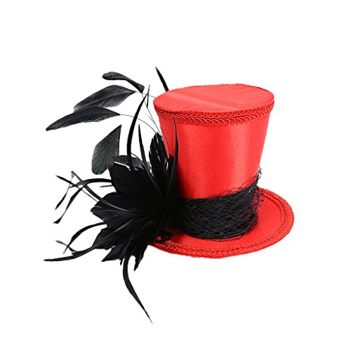 MagiDeal Fascinator Feder Clips Mini Trachtenhut Kopfbedeckung, Rot/Blau/Schwarz von MagiDeal