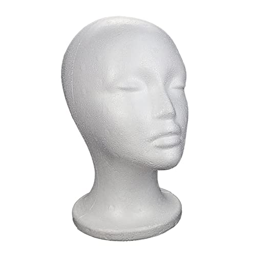 MagiDeal Frauen Styropor Schaufensterpuppe Kopf Modell Hut Kappen Perücke Display Halter Weiß Kopfhörer Rack von MagiDeal