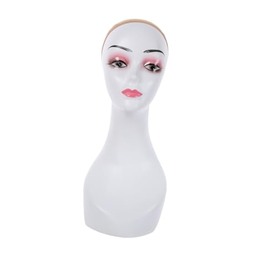 MagiDeal Glatzen-Manikin-Kopf mit Schulter, stabiler Basis, Perückenständer, professioneller Manikin-Kopf für Hüte, Beauty-Accessoires, Perücken, Schmucksalon, Rosa Lidschatten von MagiDeal