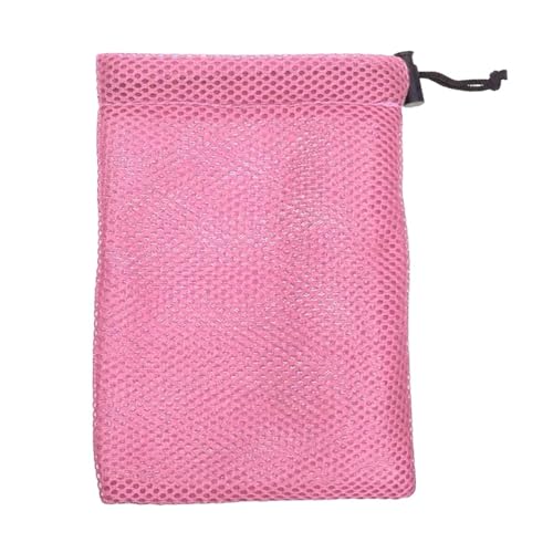 MagiDeal Kleine Netztasche mit Kordelzug, Stoffsack, Turnbeutel mit Kordelzug, robuste Netztasche, Aufbewahrungstasche für Strandspielzeug, Golfbälle, Camping, Rosa von MagiDeal