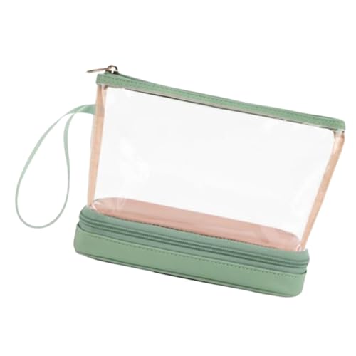 MagiDeal Kosmetiktasche Make -up Organizer Doppelschicht großer Kapazität Vielseitiger 22x9x16cm für Frauen Geldbeutel transparent wasserdichte Beutel, GrÜn von MagiDeal