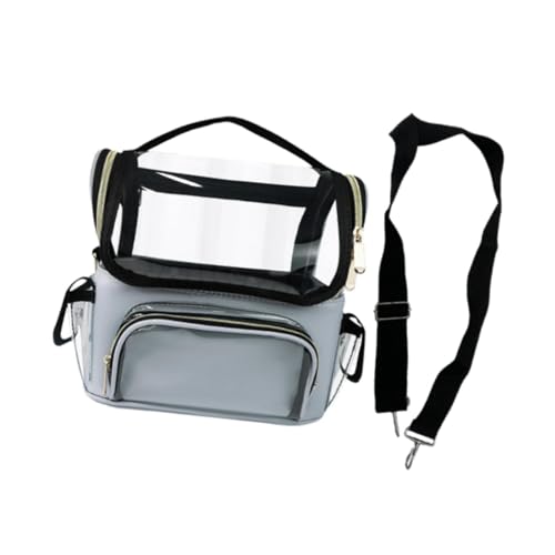 MagiDeal Make-up-Tasche, Make-up-Etui mit herausnehmbarer Trennwand, wasserdicht, durchsichtiger Make-up-Pinselhalter, Make-up-Organizer für Maskenbildnerinnen, Hellblau von MagiDeal