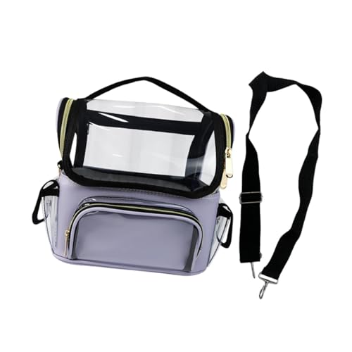 MagiDeal Make-up-Tasche, Make-up-Etui mit herausnehmbarer Trennwand, wasserdicht, durchsichtiger Make-up-Pinselhalter, Make-up-Organizer für Maskenbildnerinnen, Violett von MagiDeal