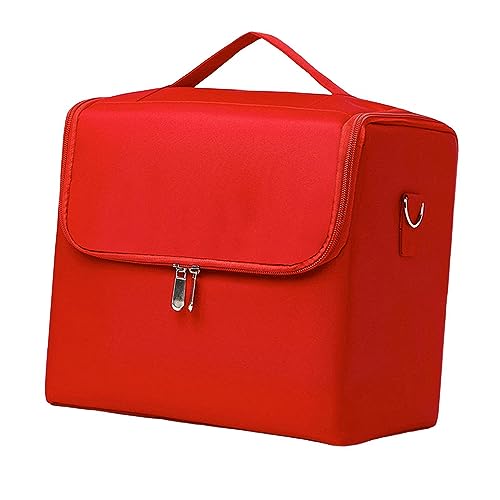 MagiDeal Make-up-Tasche, wasserdichter Make-up-Aufbewahrungs-Organizer, mehrschichtige, stabile Make-up-Box für Haarbürsten, Nagellack, Nagelkunst-Werkzeuge, Rot von MagiDeal