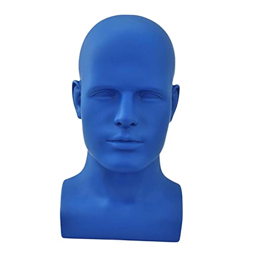 MagiDeal Mannequin-Kopf-Ausstellungsstand PVC-männlicher Büsten-Haar-Perücken-Halterungs-Halter-Kopf für Anzeige-Kopfbedeckungs-Hut-Kopfhörer-Salon-Styling, Blau von MagiDeal