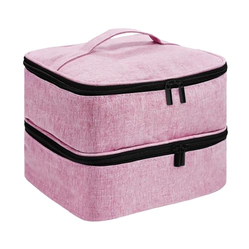 MagiDeal Tragetasche, Aufbewahrungstasche, Kosmetiktasche, Nagellack-Organizer, Reißverschlusstasche für Maniküre-Werkzeuge, Pinsel, ätherisches Öl, ROSA von MagiDeal