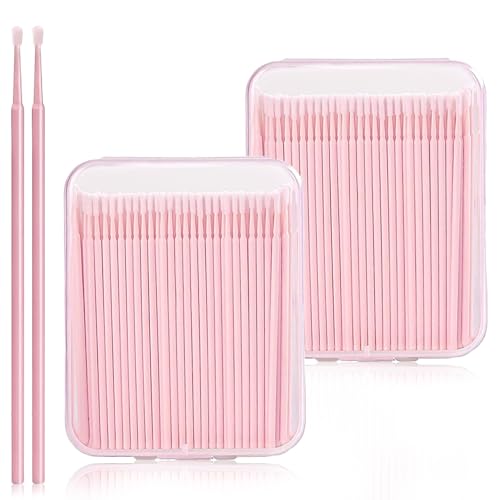 400 Stück Microbrush Wimpernverlängerung, Mikro Applikator Pinsel, Wattestäbchen für Make-up, Multifunktionaler Mikroschmierpinsel, Wimperntusche-Tupfer, Microfiber Tip Lack Tupfer Lackpinsel(Rosa) von MagiSel