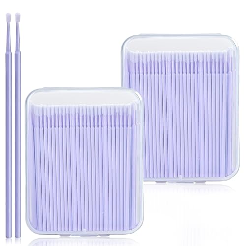 400 Stück Microbrush Wimpernverlängerung, Mikro Applikator Pinsel, Wattestäbchen für Make-up, Multifunktionaler Mikroschmierpinsel, Wimperntusche-Tupfer, Microfiber Tip Lack Tupfer Lackpinsel(Lila) von MagiSel