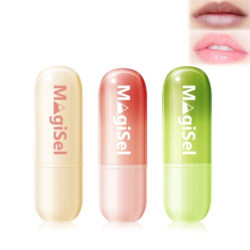 Hydrating Lip Balm, 3 Stück Feuchtigkeitsspendende Lippenmaske, Spendet Feuchtigkeit für Trockene Lippen Lippenpflegestift,Lip Sleeping Mask, Nährende Lippenpflege zur Aufhellung von Lippenfältchen von MagiSel