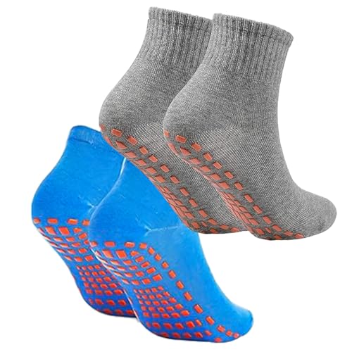 Yoga Socken, 2 Paar Anti-Rutsch-Socken Yoga Socken Rutschsocken Stopppersocken Abs Socken Für Erwachsene Männer Herren Antirutsch Sportsocken Baumwolle Für Sport Yoga Pilates Gymnastik Trampolin von MagiSel