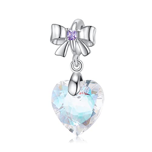 Magic Charms Damen Liebe Herz Bead Charm Anhänger 925 Sterling Silber Herz Bead Charm für Frauen Funkelnd Kristall Sammlung Charme Vergleichen mit Europäische Armbänder und Kette von Magic Charms