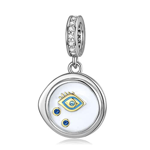 Magic Charms Emaille Eye Charms für Armband 925 Sterling Silber White Emaille Gold Evil Eye Charm Anhänger für Armband Halskette für Frauen Mädchen Geburtstag Valentinstag Ostern Geschenke von Magic Charms