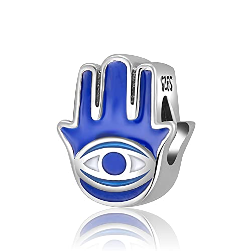 Magic Charms Evil Eye Hamsa Hand Charms Plata de Ley 925 Evil Eye Fátima Bead Pendant Charm para mujer European Snake Dangle Dazzling Charms Bracelet, G-Hamsa Hand von Magic Charms