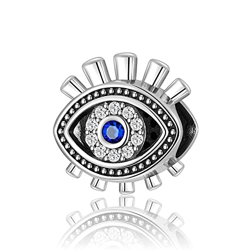 Magic Charms Evil Eye Hamsa Hand Charms Plata de Ley 925 Evil Eye Fátima Bead Pendant Charm para mujer European Snake Dangle Dazzling Charms Bracelet, J-Hamsa Hand von Magic Charms