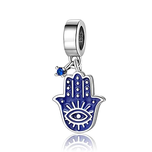 Magic Charms Evil Eye Hamsa Hand Charms Plata de Ley 925 Evil Eye Fátima Bead Pendant Charm para mujer European Snake Dangle Dazzling Charms Bracelet,O-Evil Eye Pendant von Magic Charms