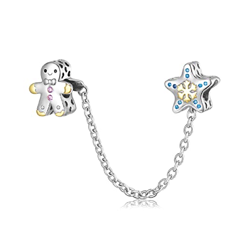 Magic Charms Women's Bead Charm Anhänger 925 Sterling Silber Weihnachten Lebkuchenmann & Schneeflockenstern Sicherheitskette Charms Europäische Armbänder und Halsketten Geburtstagsgeschenke Magic Charms Women's Bead Charm Anhänger 925 Sterling Silber Weihnachten Lebkuchenmann & Schneeflockenstern Sicherheitskette Charms Europäische Armbänder und Halsketten Geburtstagsgeschenke von Magic Charms
