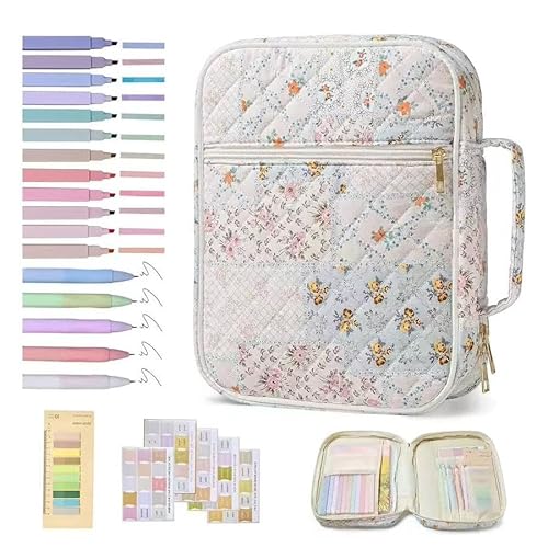 Magic Gold Bibelhülle für Christen, große Bibeltaschen, Organizer, gesteppte Tragetasche für Mädchen, Bibelstudium, Zubehör, christliches Geschenk für Frauen (bunte Blume) von Magic Gold