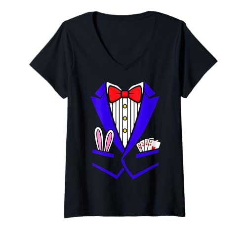 Damen Magier Kostüm Einfaches Halloween Magic Smoking Design T-Shirt mit V-Ausschnitt Damen Magier Kostüm Einfaches Halloween Magic Smoking Design T-Shirt mit V-Ausschnitt von Magic Halloween Enchanted Costume Designs