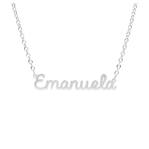 Edelstahl 316L Namenskette Personalisiert Damen Halskette mit Namen | Anhänger mit individuellem Namen | Made in Italy EMANUELA von Magic In The Moonlight