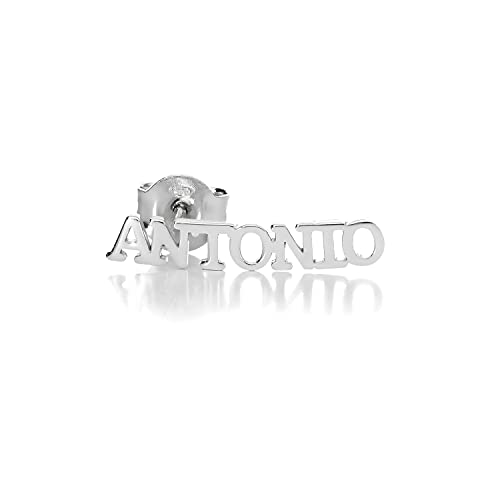 Mono Vornamen-Ohrring Silber 925% Herren | Ohrring mit personalisiertem Namen | hypoallergen, ohne Nikel | handgefertigt Antonio, Silber von Magic In The Moonlight