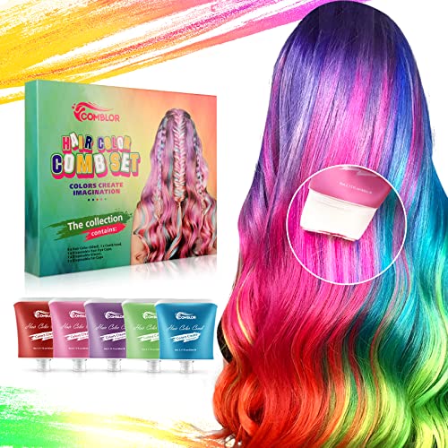 Haarfarbe, Wachs, Comblor, 5 Farben, waschbar, Haarfarbe, Kämme, DIY-Farbe, Wachs, Schlamm, temporäre Haarfarbe für Männer, Frauen, Kinder, Party, Cosplay, Weihnachten und Halloween … von Magic Master Keratin