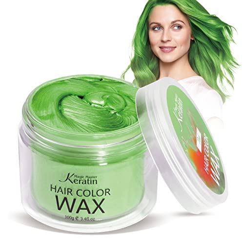 Haarfarbe Wachs, Magic Master Keratin Temporäre Frisur Creme Instant farbiger Ton für Männer und Frauen Party, Festival, Cosplay(Grün) von Magic Master Keratin