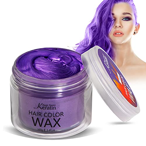 Haarfarbe Wachs, Magic Master Keratin Temporäre Frisur Creme Instant farbiger Ton für Männer und Frauen Party, Festival, Cosplay(lila) von Magic Master Keratin