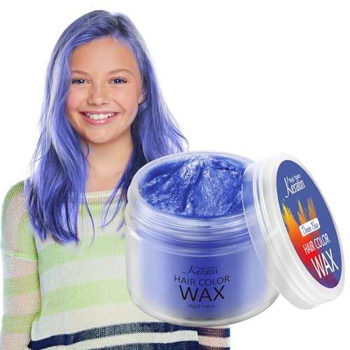 Haarfarbe Wachs, Magic Master Keratin Temporäre Frisur Creme Instant farbiger Ton für Männer und Frauen Party, Festival, Cosplay (Denim Blau) von Magic Master Keratin