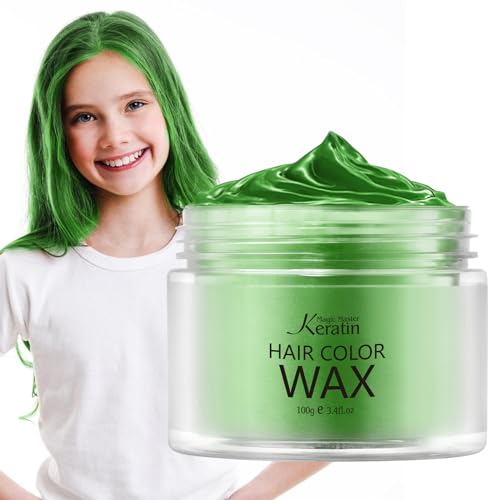 Haarfarbe Wachs, Magic Master Keratin Temporäre Frisur Creme Instant farbiger Ton für Männer und Frauen Party, Festival, Cosplay (Smaragd Grün) von Magic Master Keratin