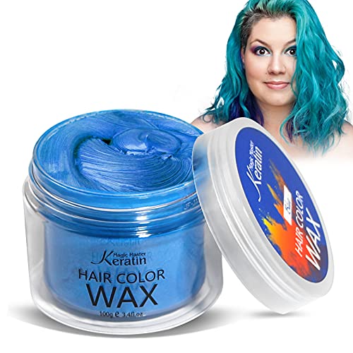 Haarfarbe Wachs, Magic Master Keratin Temporäre Frisur Creme Instant farbiger Ton für Männer und Frauen Party, Festival, Cosplay(Blau) von Magic Master Keratin